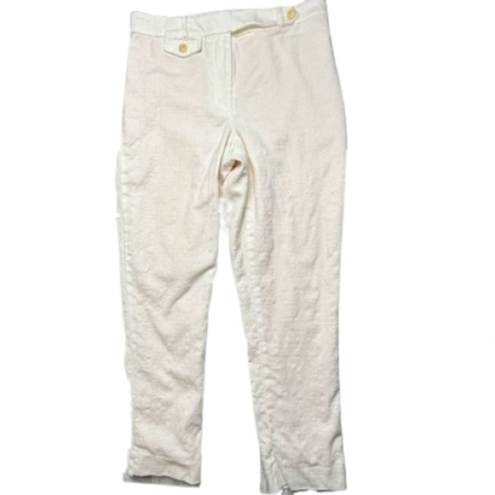 Anthropologie The Essential Slim Cream Skinny Pants Peach Lining Shows EUC 6😍